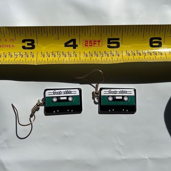 “Good Vibes” Cassette Tape Earrings - Picture 2 of 4